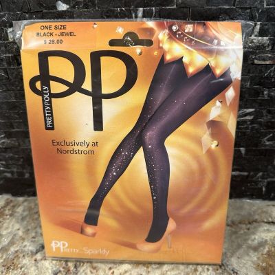 Pretty Polly Embellished Black Tights Sparkly Jewel One Size New Nordstrom